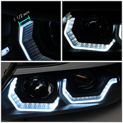 PAIR M-STYLE 3D LED HALO RING PROJECTOR HEADLIGHT/LAMPS BLACK FOR 06-08 BMW E90 - Picture 5 of 12