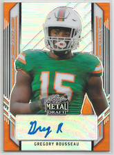 GREGORY ROUSSEAU 2021 Leaf Metal AUTO rookie AUTOGRAPH #2/7 ORANGE RAINBOW Bills