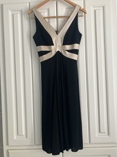 Kay Unger Flowy Zip Up Black Beige Sleeveless Cocktail Dress Size 6