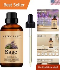 Versatile 1 Fl Oz Sage Essential Oil - Pure, Organic for Health  DIY Projects