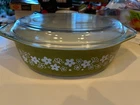Vintage Pyrex Crazy Daisy Spring Blossom 2-1/2 Qt Oval Casserole Dish 045 W, Lid