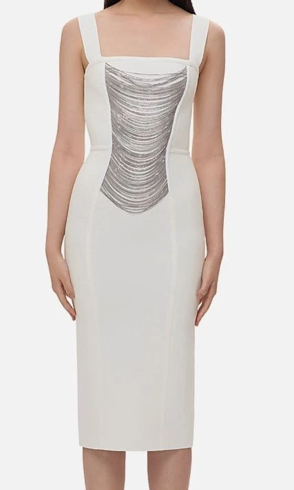 slim fit dress slacks Pre-owned Herve Leger Beaded One-Shoulder Bandage Dress – Sabrina's Closet main image 1