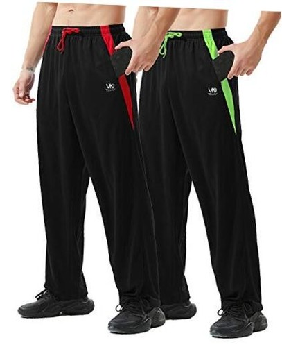 Men’s Athletic Pants with Zipper Pockets Open Bottom Lightweight Sweatpants,