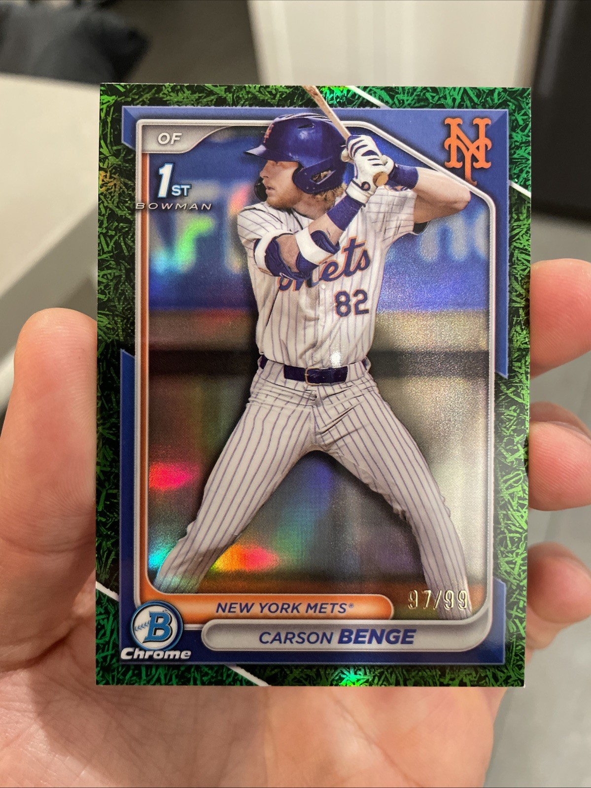 2024 Bowman Draft - Chrome Carson Benge #BDC-28 Green Grass Refractor /99