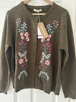Woolovers Embroidered Floral Cardigan Ladies Size Large BNWT RRP £65 Green Multi