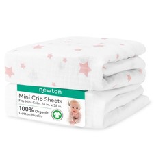 Organic Muslin Mini Crib Sheets 2-Pack Soft, Breathable, Washable 24 x 38