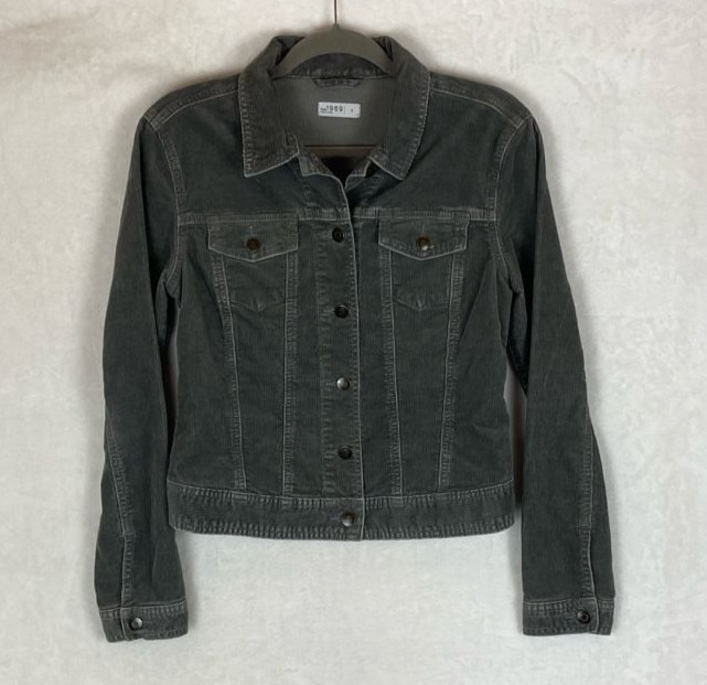 Gap 1969 Women's Grey Corduroy Button-Front Trucker Jacket Size Small