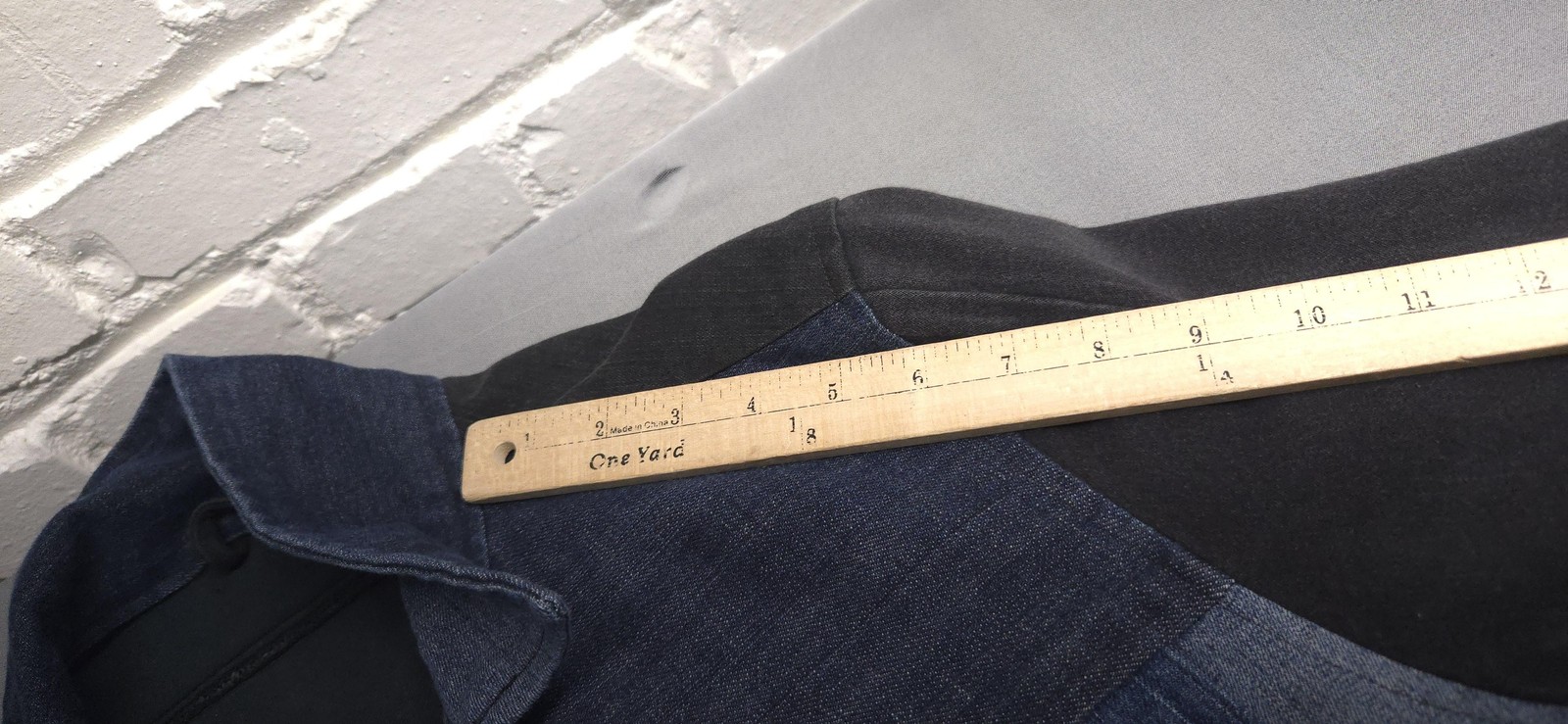 Mens Denim Jacket Medium Blue Patchwork Equipemen… - image 21