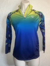 Aubrion Hyde Park Equestrian Cross Country 1/4 Zip Blue Green Peacock Women’s S
