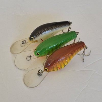 Lot of 3 - Bagley Diving Balsa Fishing Lure Crankbait with Lead Lip Vintage