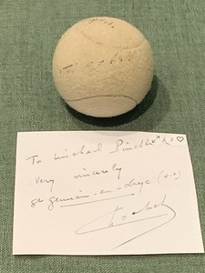 Vintage, Rare Henri Cochet Signed Tennis Ball With Original 1934 Program & Photo