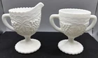Vintage Imperial Milk Glass Grape Pattern Footed Creamer And Sugar Bowl