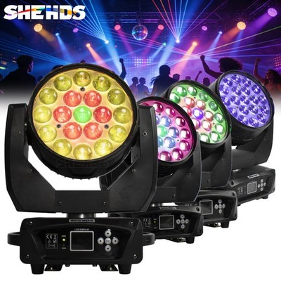 4Pcs Zoom 19x15W RGBW LED Wash Beam Moving Head Light Effect Light DJ Disco Show