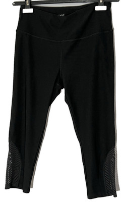 Vogo Athletic Workout Running Spin Black with Mesh Hem Yoga Capri Pants Sz M
