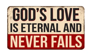 Gods Love Caution Funny Warning Danger Sign Self Adhesive Vinyl Sticker