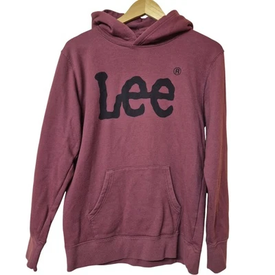 Sudadera con capucha Lee Bordeaux para hombre talla libre con estampado de logotipo - Imagen 1 de 4