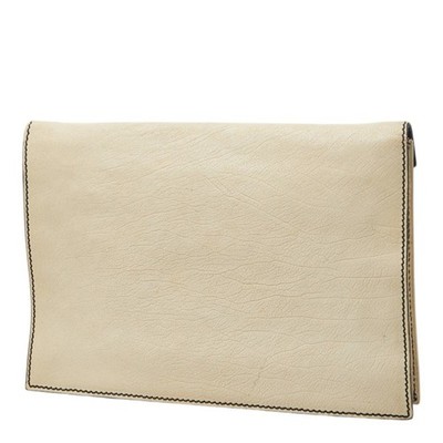 Yves Saint Laurent クラッチバッグ ヴィンテージ 白 ベージュ Saint Laurent Bicolor Clutch Bag Second 233455 White Black Leather