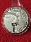 1 OZ 999.0 SILVER ROUND 1995 PUFFIN & THE GREAT SEAL OF THE STATE ALASKA  #T1913