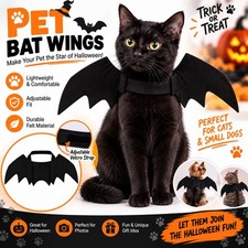 Pet Cat Dog Bat Wings Costume | Halloween Cosplay Fancy Dress Party Outfit UK
