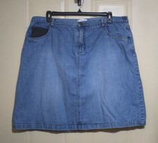 CJ Banks Denim A-Line Skirt w/ Slit at Back Women's Plus Size 20W Blue