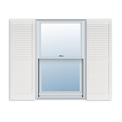 Exterior Solutions Standard Louver Exterior Vinyl Shutter, White (Pair), 15 I...