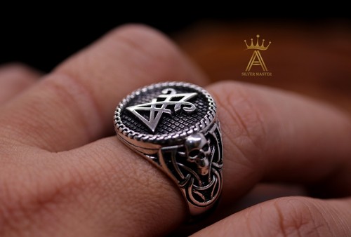 Anillo Lucifer Anillo Lucifer Plata Lucifer Calavera Anillo Lucifer Sello Anillo - Imagen 7 de 7