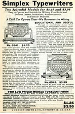 1936 small Print Ad of Simplex Typewriter Models 6541 & 6542