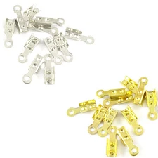 100 Fold Crimp Bead End Tip Findings W/ Loop For Jewelry Cord Plated Iron Metal