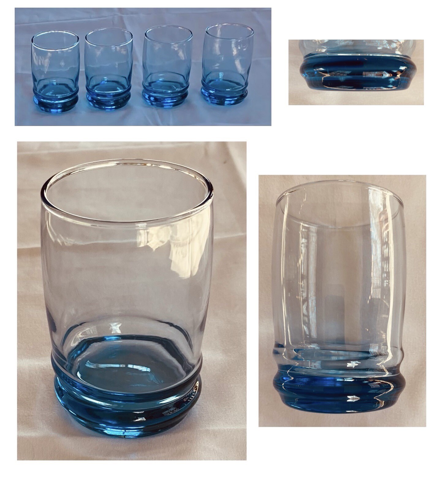 VINTAGE Anchor Hocking Juice Glasses 6 oz. BLUE 4Piece Set eBay