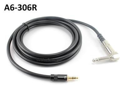 6ft Premium 3.5mm Stereo Male to Right-Angle 1/4'' Mono TS Plug Cable, A6-306R