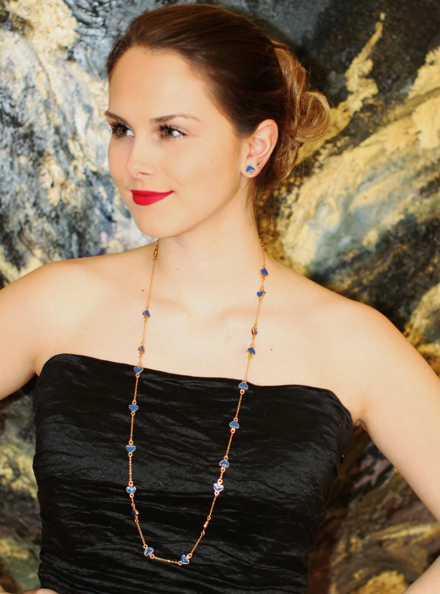 Kate Spade BLUE Enamel SPADE TO SPADE SCATTER NECKLACE EARRINGS