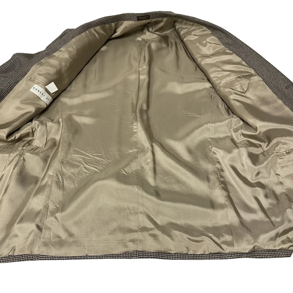 Abrigo deportivo Robert Stock para hombre negro dorado chaqueta a cuadros blazer de lana de seda 42 L Foto 3 de 4