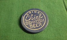 CHIEF OSHKOSH BEER - Vintage Poker Chip or Token Blue & White Lettering