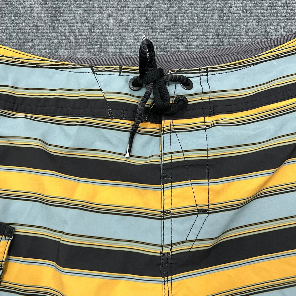 Volcom Boys Board Shorts 27 Yellow Blue Black Pocket Logo Surf Mod Tech Cinch - Image 4 of 4