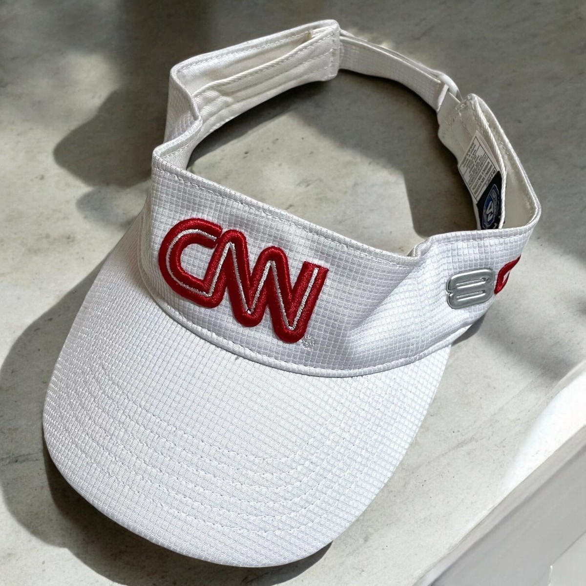 CNN 80's Visor Hat Cap Strap Back Red White OSFM TV News Atlanta