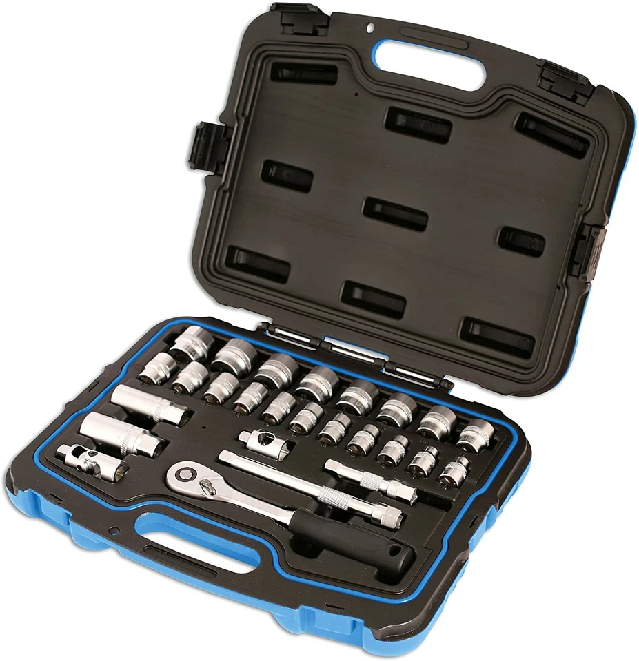 LASER TOOLS 4914 3/8"D 26 Pc Metric Socket Set 6mm-24mm Shallow, Ratchet,etc - Image 2 of 4