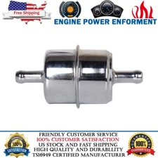 High Flow Fuel Filter 3/8" InLine Hose Chrome Canister Carbureted Universial