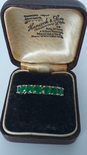 Vintage 1990er 14 Kt Walzgold Smaragd Ring Größe UK R US 8 1/2 - gepunzt! - Bild 3 von 10