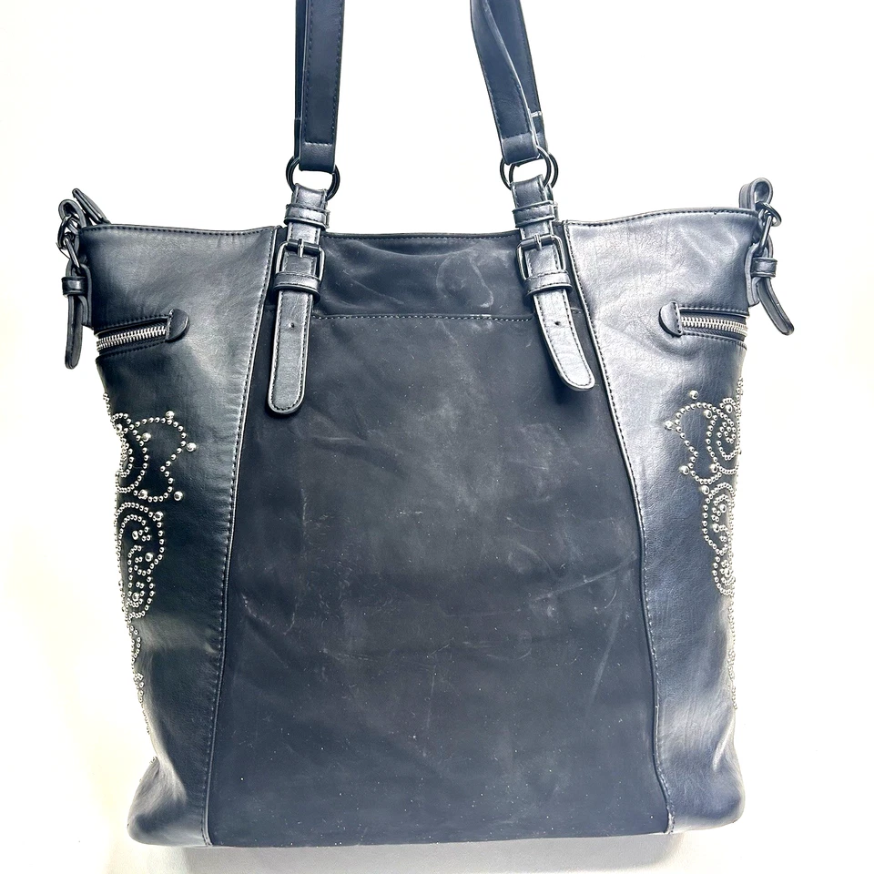 Bolso Hobo Desigual ROTTERDAM BLONDIE Negro Plateado Cuero Sintético Tachonado Foto 2 de 4