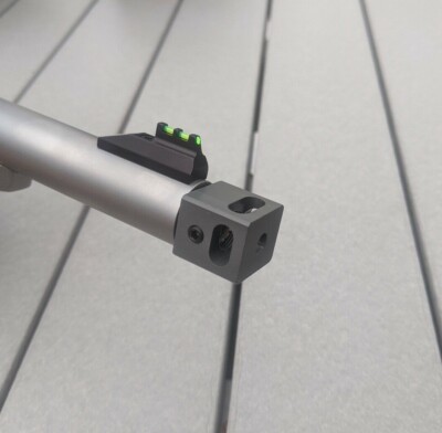 9mm Muzzle Brake For Glock 43, 17, 19, 26 – 1/2x28 Thread, 3-Port, Black Anodized Aluminum