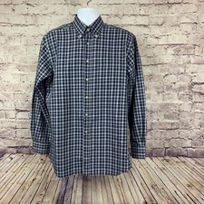 Hart Schaffner Gold Shirt Blue Plaid Marx Gold Button Cotton Long Sleeve Mens XL