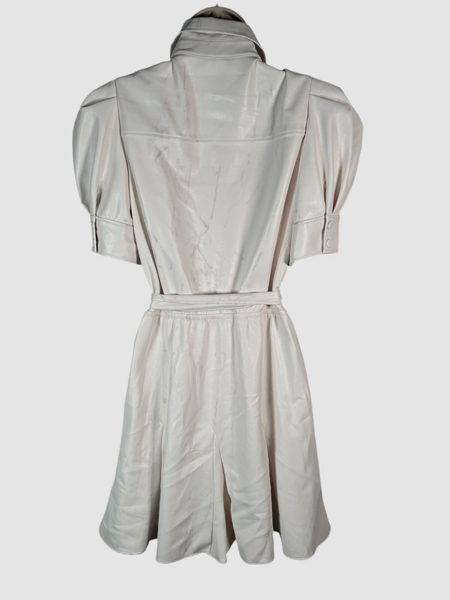chinese dress ladies Alice + Olivia Miranda Faux-Leather Midi-Dress in Off White
