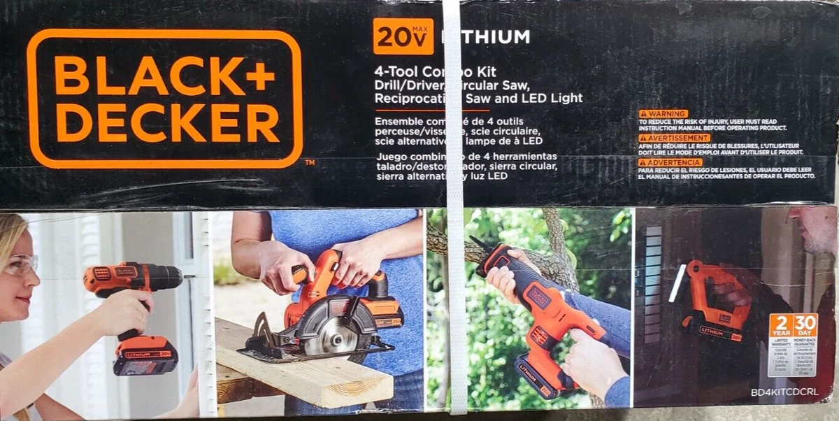 BLACK+DECKER 20V MAX Power Tool Combo Kit, 4-Tool Cordless Power