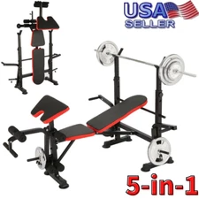 Full Body Workout Adjustable Weight Bench Folding Bench Press w/Barbell Rack U.S