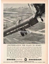 1959 SWISSAIR Most Thilling Left Bank In Europe over Switzerland Vintage Ad 