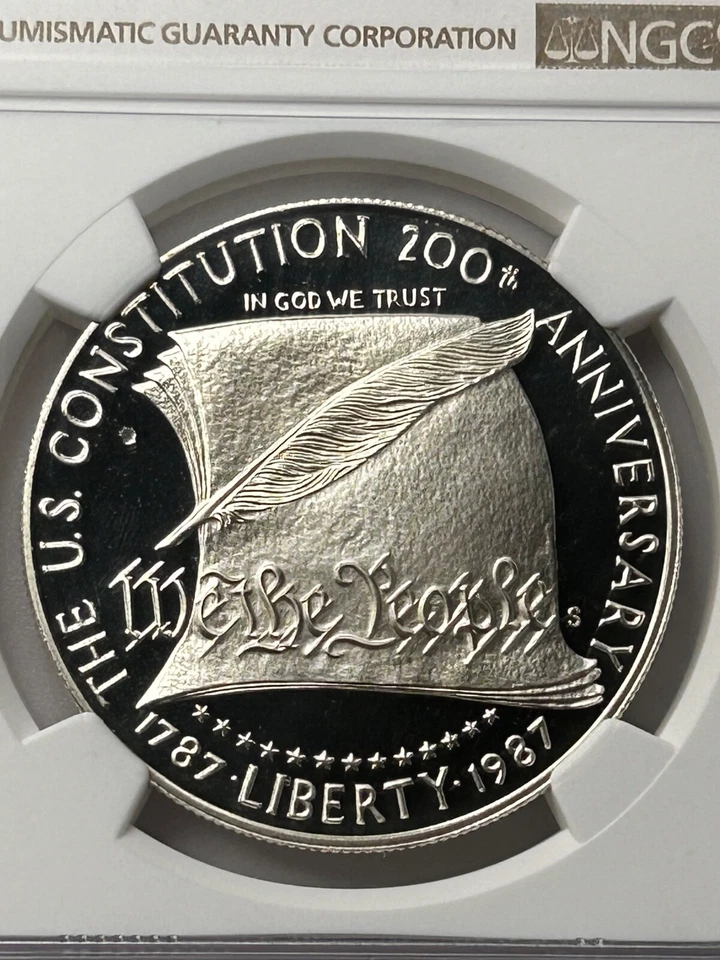 1987 S Constitution Silver Dollar NGC Mint Error PF69 UC Obverse Struck Through - Image 3 of 4