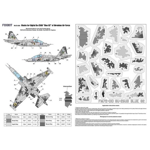Masken für Digital Camouflage Su-25UB blau 62 Ukrainian Air Foxbot FM 72-010 1:72 - Bild 12 von 24