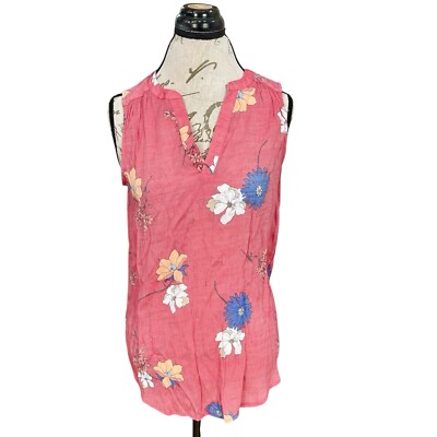 Fred David Womens Blouse Small Sleeveless Floral Travel Vacation Modern Casual 
