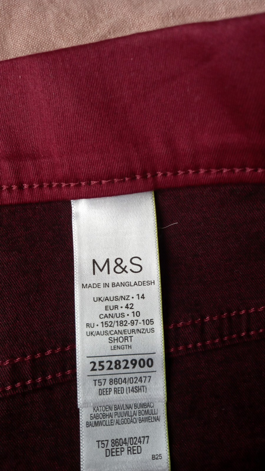 Women's M&S Denim Jeggings Deep Red High Waisted Elasticated Skinny Fit