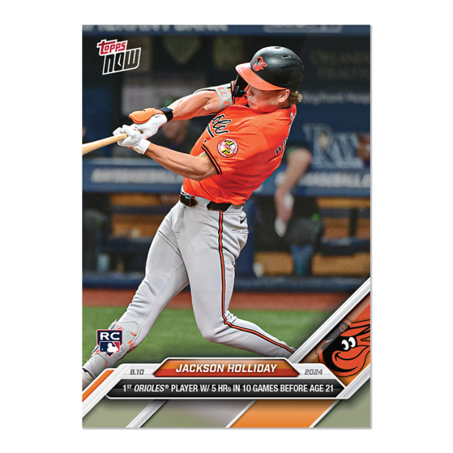 2024 MLB TOPPS NOW Card 541 Jackson Holliday - 5 HRs in 10 Games RC